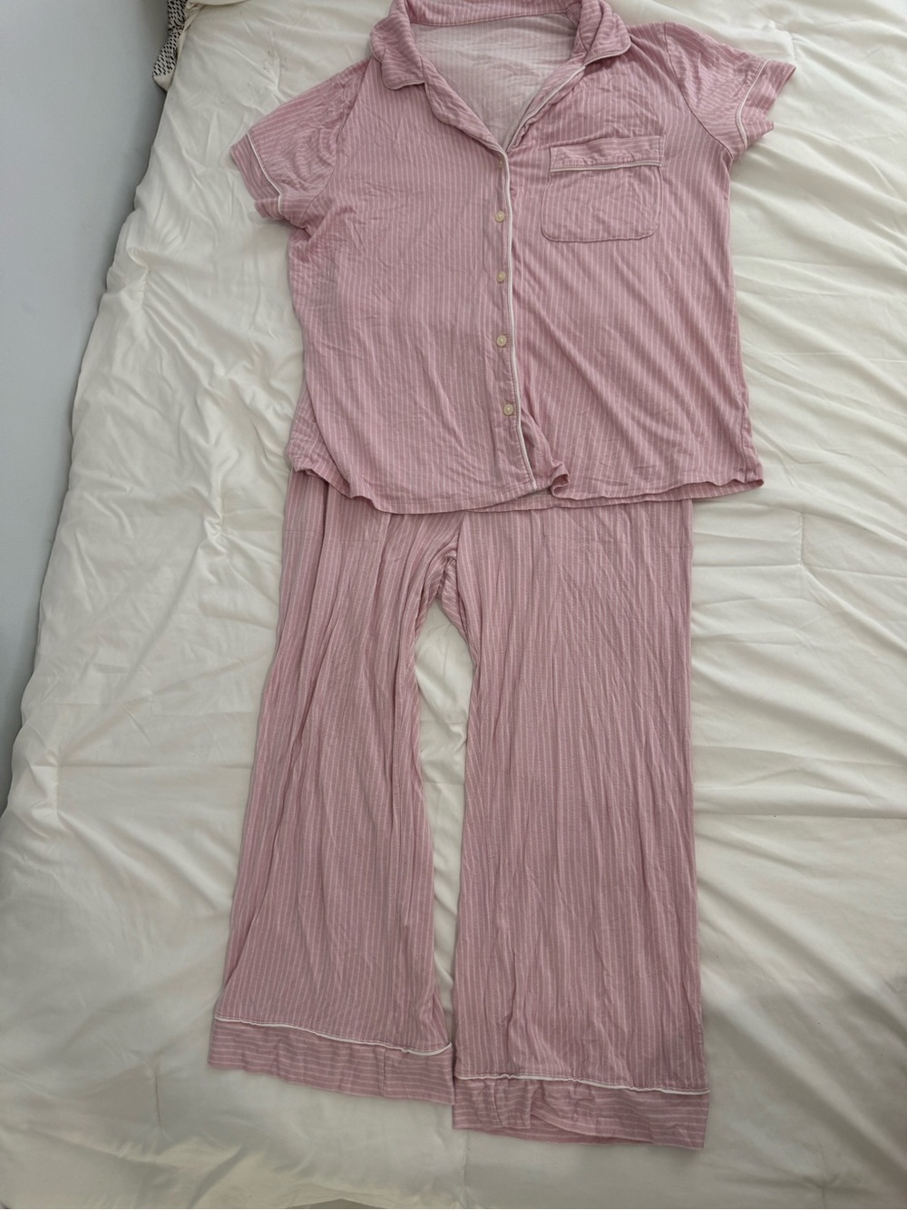 Auden Soft Pink Ribbed Short Sleeve Pajama Set